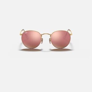 Ray Ban Round Flash Lenses Pink Lenses with gold frame